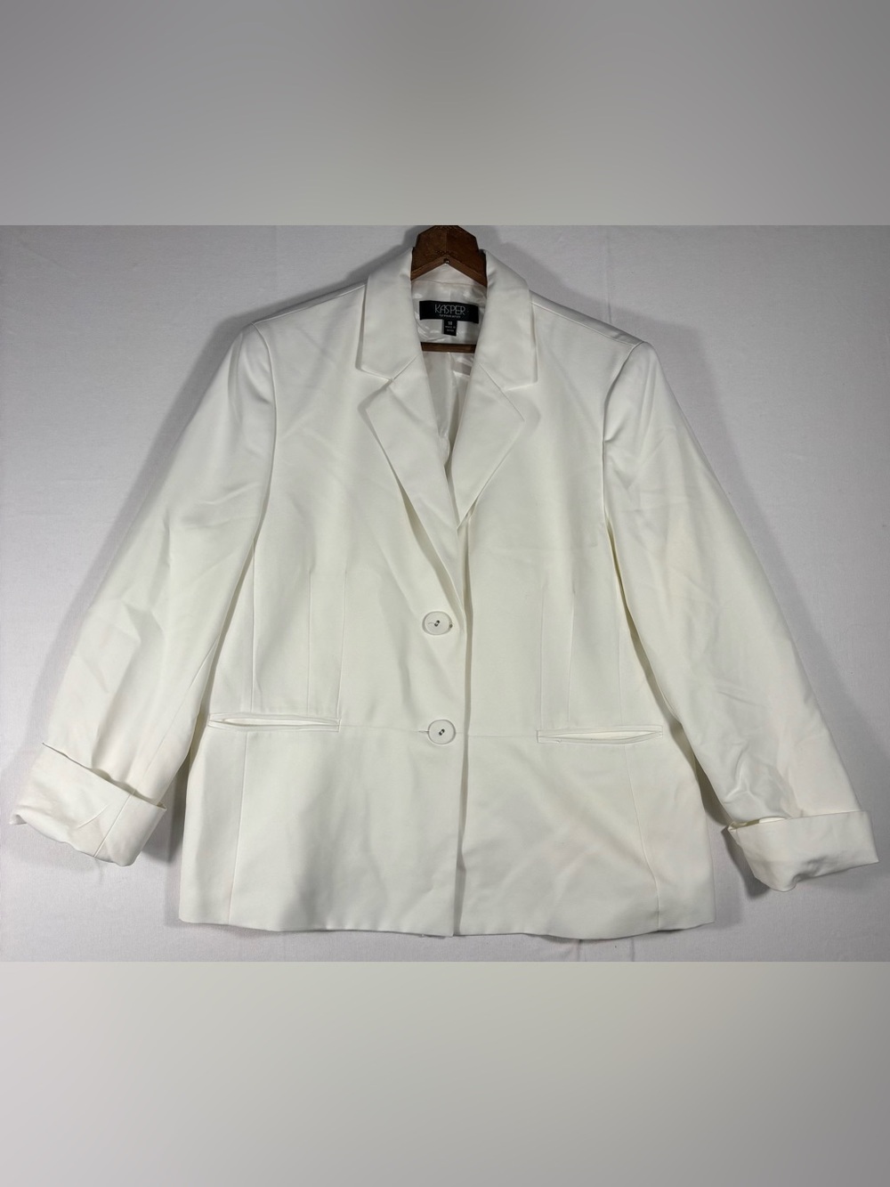 Kasper Women's 18 White Two-Button Blazer Jacket